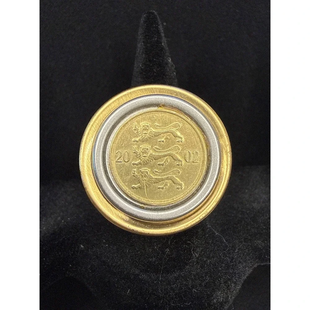 Estonian Kroon Ring Adjustable Three Lions 2002 Nordic Gold